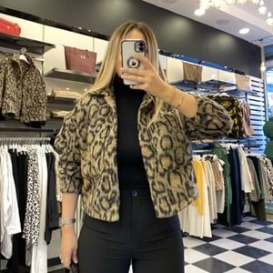 Leopar Desenli Ceket Leopar - L