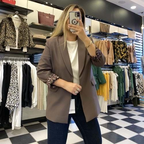 Blazer Ceket Astarı Leopar Desen